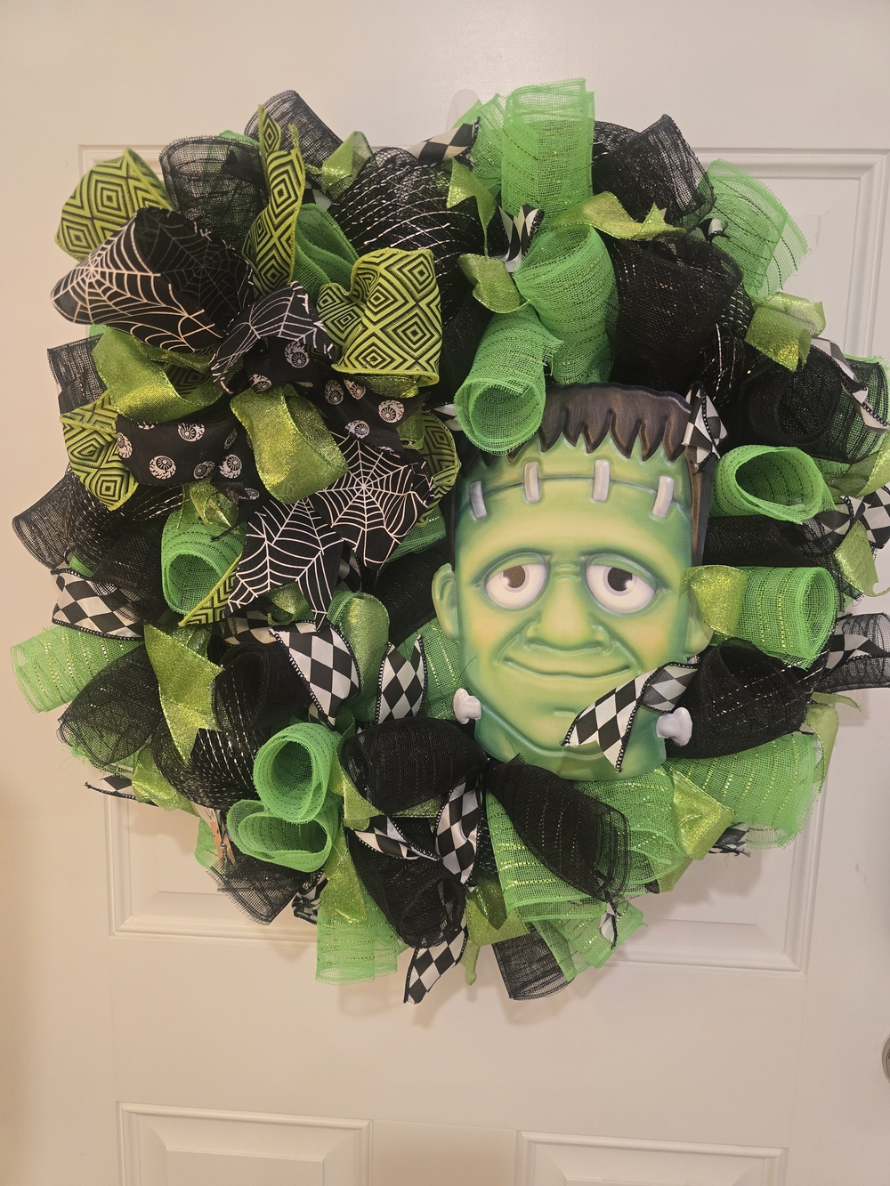 Green Frankenstein Halloween Wreath